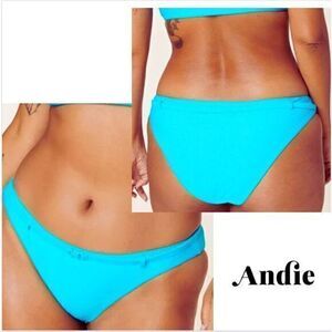 Andie Swim The Riviera Bikini Bottom  Size Large‎ Coastal Blue Belted
